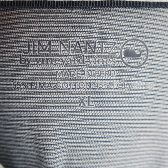 Jim Nantz Vineyard Vines Striped Polo Shirt Mens XL‎ Blue Gray Pima Cotton Blend - Picture 2 of 6